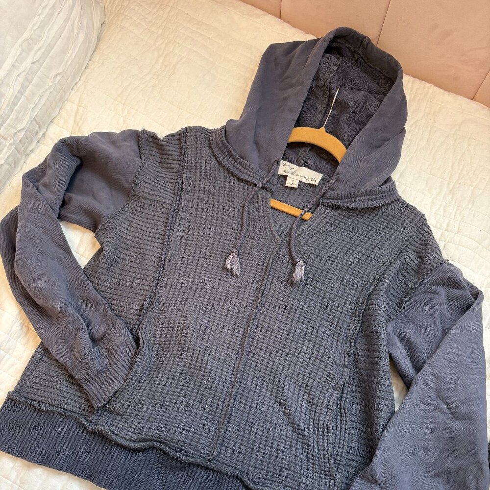 Vintage Havana Crop Blue Heavyweight Pullover Hoodie Small